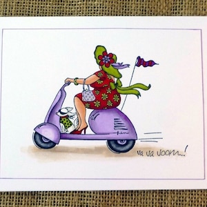carte d'anniversaire faite main, scooter, carte pour toutes les occasions, carte vierge, carte amusante, carte pour elle, carte de retraite
