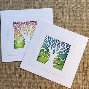 Tarjeta de Navidad de naturaleza, tarjeta de cumpleaños, tarjeta en blanco, tarjeta hecha a mano, tarjeta de árboles, tarjeta de naturaleza, tarjeta de agradecimiento