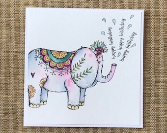 Elephant birthday card, handmade birthday card, birthday card for her,