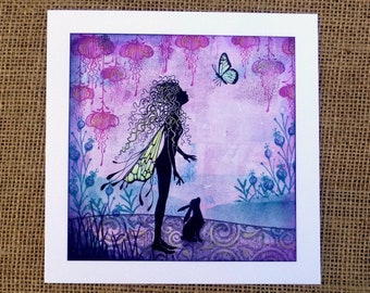 handmade fairy card, birthday card, blank card, girl's card, magical card, magic card, wishes card