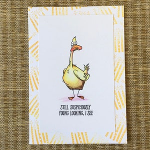 funny birthday card, duck birthday card, birthday card for her, birthday card for him, handmade birthday card, grumpy birthday card