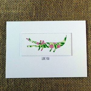 Carte de Saint Valentin, carte d'anniversaire, carte d'amour, carte faite à la main, carte de petit ami, carte de petite amie, carte de crocodile