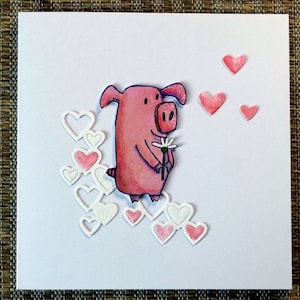 Biglietto di auguri per il maiale, biglietto di anniversario, biglietto di nozze, biglietto fatto a mano, biglietto d'amore per il maiale, San Valentino, biglietto di compleanno per il maiale, biglietto d'amore per lui, biglietto d'amore per lei