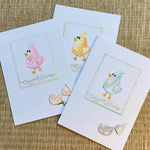 nouvelle carte de bébé, carte de bébé garçon, carte de bébé fille, carte de nouveau bébé, carte de nouveau bébé faite main, nouvelle carte de félicitations, carte de poussin.