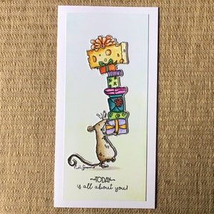 Tarjeta de cumpleaños hecha a mano, tarjeta de cumpleaños de ratón, tarjeta de cumpleaños de niña, tarjeta de cumpleaños de niño, tarjeta de cumpleaños de regalo