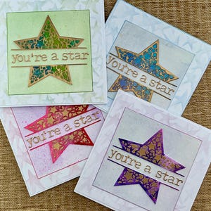 Tarjeta de estrella hecha a mano, tarjetas de felicitación, tarjeta de nuevo trabajo, tarjeta de felicitación de examen
