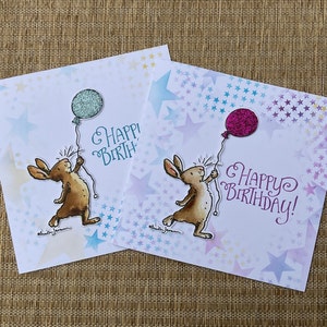 Rabbit birthday card, Girl’s birthday card, Boy’s birthday card, cute rabbit birthday card.