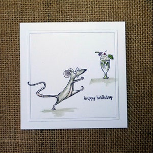 carte de rat faite main, carte d'anniversaire de rat, carte d'anniversaire de souris,
