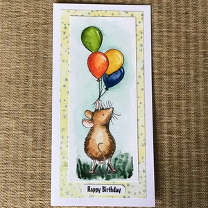 cartão de aniversário feito à mão, cartão de aniversário de rato, cartão de aniversário de menina, cartão de aniversário de criança