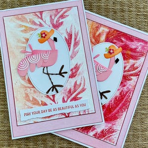 Tarjeta de flamenco hecha a mano, tarjeta para mejor amiga, tarjeta para novia, tarjeta de cumpleaños