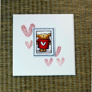 love card, anniversary card, handmade card, cute bear love card, valentines, birthday card, love card for him, love card for her