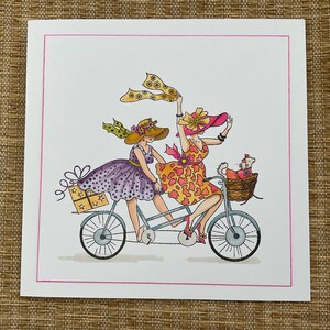 cartão de aniversário feito à mão, bicicleta, cartão para qualquer ocasião, cartão em branco, cartão divertido, cartão para ela, cartão de aniversário para irmã, amiga de aniversário,
