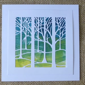birthday card, blank card, handmade card, trees card, nature card, thank you card