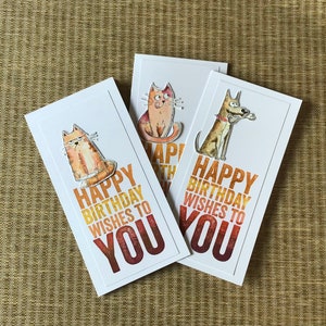 Tarjeta de cumpleaños hecha a mano, tarjeta de cumpleaños de gato, tarjeta de cumpleaños de perro, cumpleaños para él, tarjeta de cumpleaños para ella, tarjeta de cumpleaños divertida