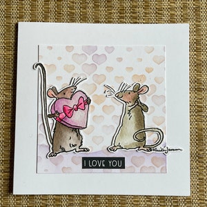 Carte d'amour de souris, carte d'anniversaire de souris, carte de Saint-Valentin de souris