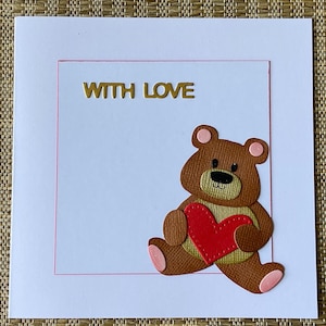 love card, anniversary card, handmade card, cute bear love card, valentines, birthday card, love card for him, love card for her