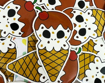 Pegatinas de vinilo de 7,6 cm (3") con la frase "I Scream" / Masa para galletas / Pegatinas de cono de helado