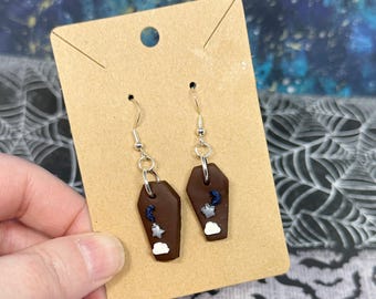 Pendientes de arcilla polimérica con forma de ataúd, luna, estrella y nube *OOAK*
