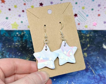 Pendientes de arcilla polimérica con unicornio brillante *OOAK* Estrellas Meeples Ositos de goma Calaveras Corazones Joyería kawaii