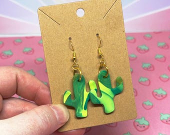 Pendientes de arcilla polimérica con diseño de cactus del desierto *OOAK*