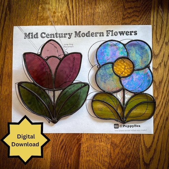 ステンドグラスの模様 - デジタルファイル (pdf png) - レトロフラワー