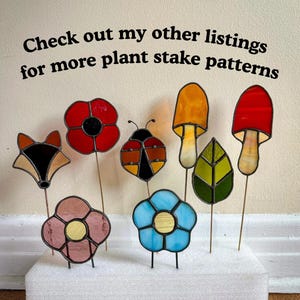 Glasmalerei-Muster - DIGITALE DATEI (pdf png) - Gnom Garten-/Pflanzeneinsatz - Anfänger/Einfache Suncatcher-Vorlage - Hobby und Kommerzielle Lizenz Bild 8