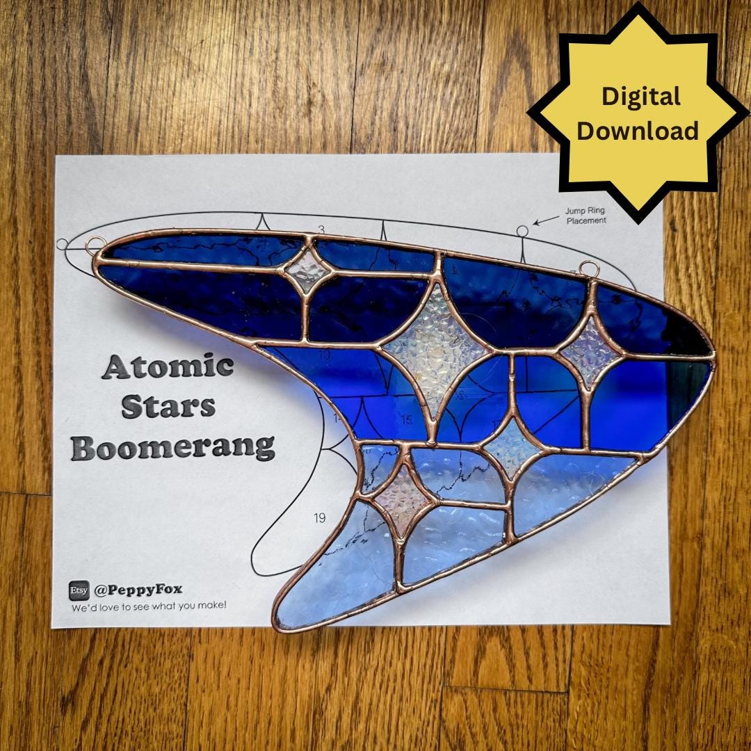 Mcm Star Pattern Stained Glass Pattern - DIGITAL FILE (pdf Png) - Atomic Stars Boomerang ...