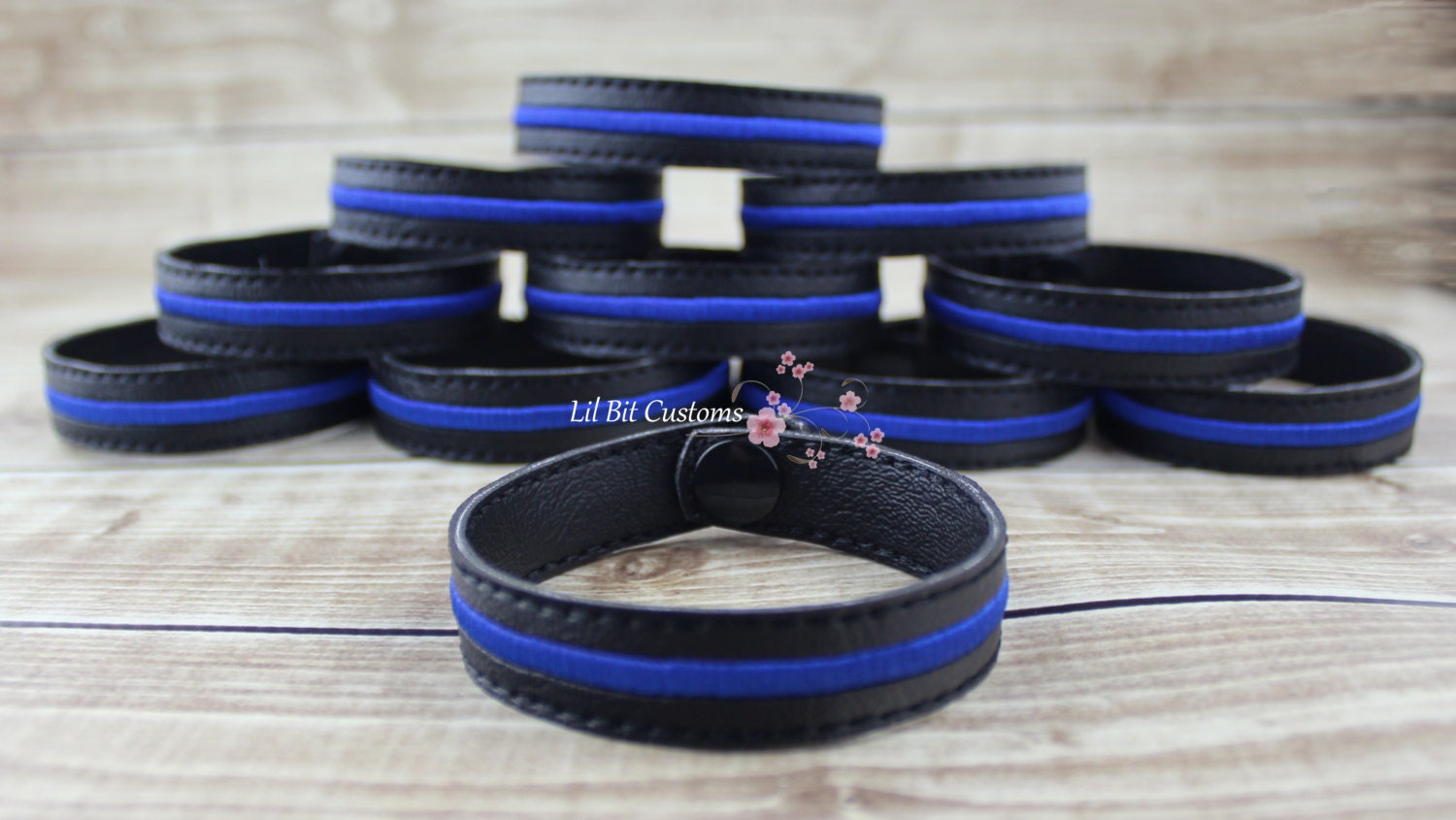 Embroidery Design Thin Blue Line Bracelet - Etsy
