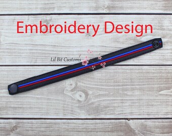 Embroidery Design - Thin Blue Line Bracelet - 2 tone