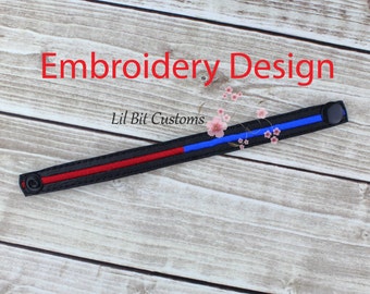 Embroidery Design Thin Blue/Red Line Support Bracelet