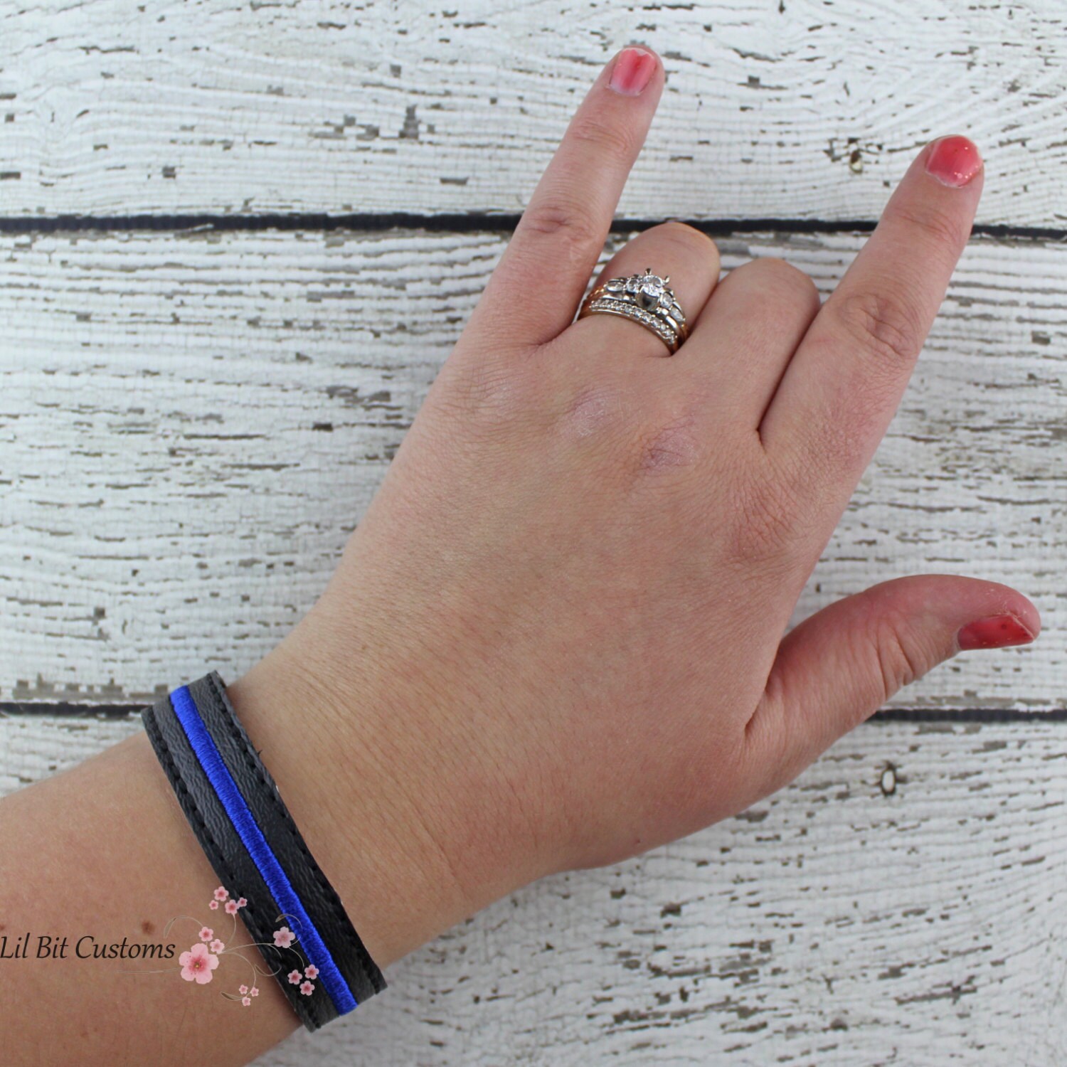 Embroidery Design Thin Blue Line Bracelet - Etsy