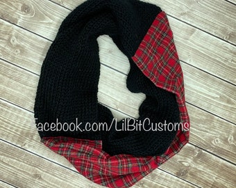 Plaid + Knit Infinity Scarf