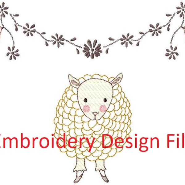 Lamb Embroidery Etsy
