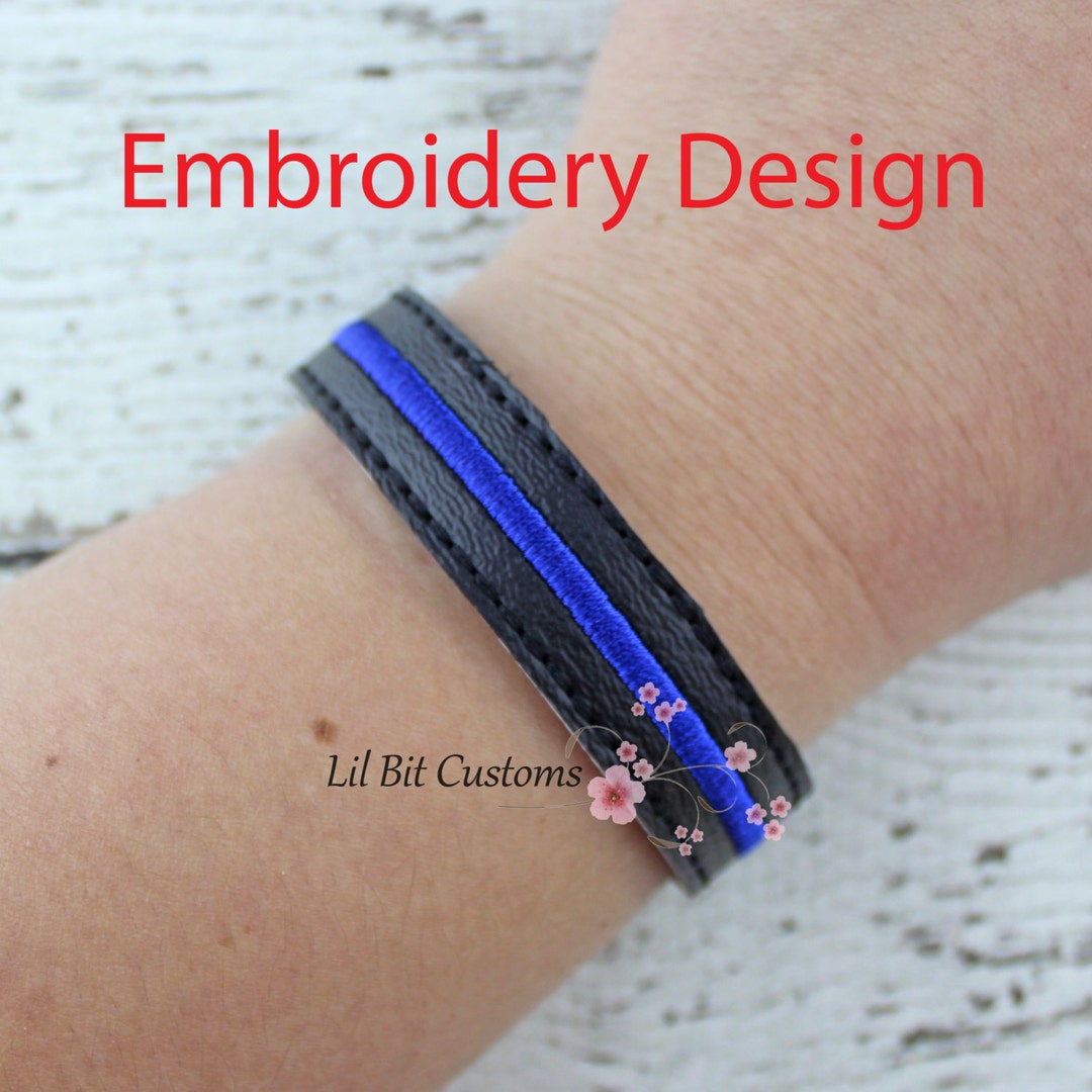 Embroidery Design - Thin Blue Line Bracelet - Etsy