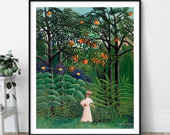 Henri Rousseau Woman Walking in an Exotic Forest Print - Jungle Art, Famous Painting, Gift for Artist, Tropical Wall Art, Rainforest, Trees