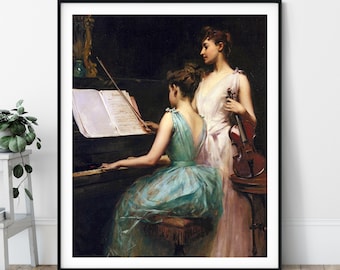 The Sonata Print - 19th Century, Piano Painting, Musician Gift, Violin Wall Art, Music Art, Irving Ramsay Wiles, Musical Instrument, Artwork