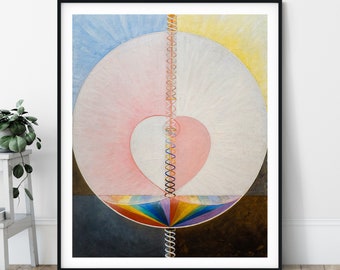 What a Human Being Is Print - The Dove No 1, Hilma af Klint Abstract Painting, Pink Rainbow Art, Geometric Wall Art, Boho Print, Gifts