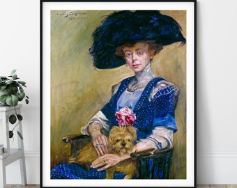 Lady Luther Print - 20th Century, Fashion Painting, Impressionist Wall Art, People Portrait, Woman with Dog, Bourgeoisie, Lovis Corinth