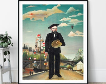 Henri Rousseau Self Portrait Print - 19th Century Post Impressionism, Modern Art, Eclectic Art, Artist Painting, Gift for Artist, French Art