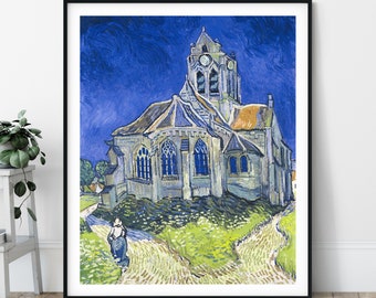 The Church at Auvers Print - Vincent Van Gogh Poster, Antique Wall Art, Vintage Painting, Post Impressionist Wall Decor, Religious Art Print