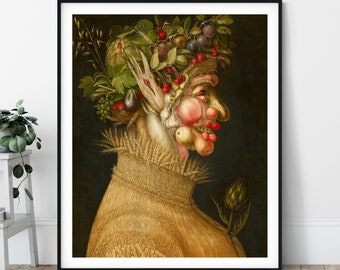 Der Sommer-Druck - 16. Jahrhundert Renaissance-Malerei, eklektische Kunst, Obst portrait, europäische Kunst, seltsame Wandkunst, Giuseppe Arcimboldo