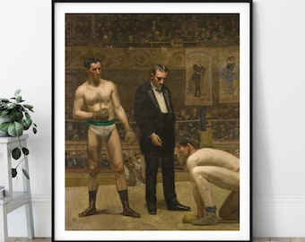 Taking the Count Print - 19th Century Boxing Wall Art, Boxing Art, Boxing Poster, Realism Painting, Gifts for Men, Game Room Decor, Boxer