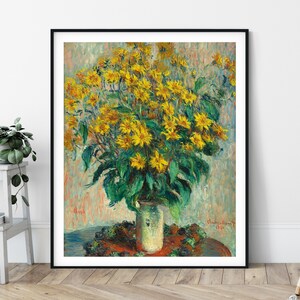 19th Century Claude Monet Print - Jerusalem Artichoke Flowers, Antique Floral Wall Art, Vintage Still Life Painting, Impressionism Art, Gift