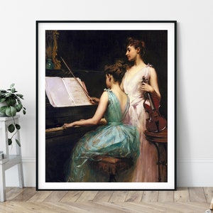 The Sonata Print - 19th Century, Piano Painting, Musician Gift, Violin Wall Art, Music Art, Irving Ramsay Wiles, Musical Instrument, Artwork