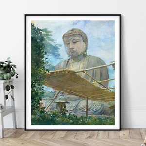 Grande Statue d’Amida Buddha Print - John La Farge, Peinture de Bouddha, Don bouddhiste, Art de mur de méditation zen, impression bouddhiste, 19ème siècle