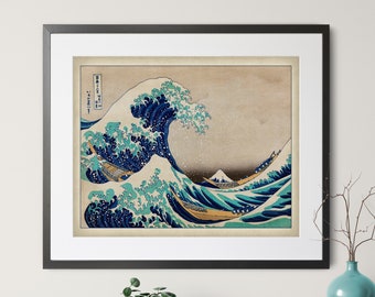 Vintage Japanese Wave Print, Antique Japanese Art, Ocean Wall Art, Japanese Print, Asian Wall Art, Wave Art, Ocean Print, Ocean Art, Coastal