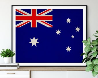 Aussie Flag, Rustic Painted Barn Wood Australia Flag Map Art Print Wall Poster