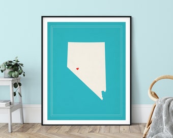 Custom Nevada State Art, Customized State Map Art, Personalized Gift, Nevada Art, Heart Map, Nevada Map, Hometown Love Map, Nevada Print