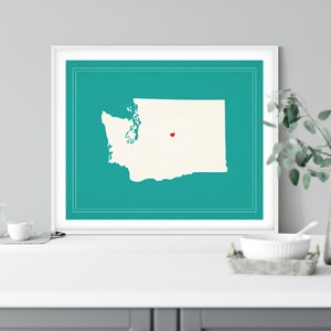 Custom Washington State Art, Customized State Map Art, Personalized, Washington Art, Heart Map, Washington Map, Love, Washington Print image 6