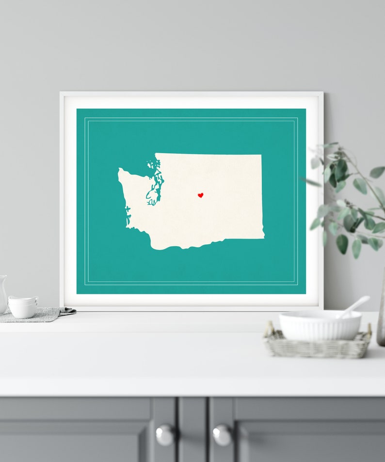 Custom Washington State Art, Customized State Map Art, Personalized, Washington Art, Heart Map, Washington Map, Love, Washington Print image 6